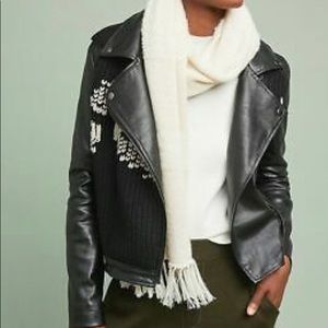 Anthropologie Ett:twa Vegan Leather Sweater Moto Jacket Black Size XS